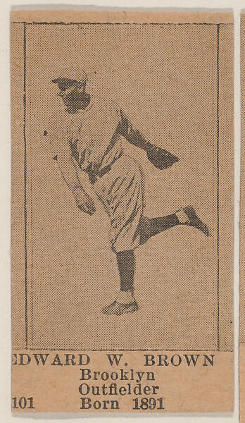 Edward W. Brown, Brooklyn Outfielder, Baseball photos strip cards -- Brooklyn Dodgers (W504), Universal Toy &amp; Novelty Manufacturing Company, Commercial photolithograph 