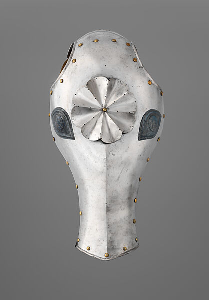 Blind Shaffron, Attributed to Lorenz Helmschmid (German, Augsburg, ca. 1445–1516), Steel, copper alloy, leather, South German 