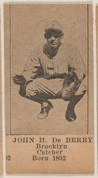 John H. De Berry, Brooklyn Catcher, Baseball photos strip cards -- Brooklyn Dodgers (W504), Universal Toy &amp; Novelty Manufacturing Company, Commercial photolithograph 