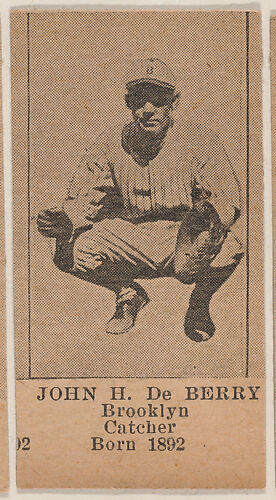 John H. De Berry, Brooklyn Catcher, Baseball photos strip cards -- Brooklyn Dodgers (W504)