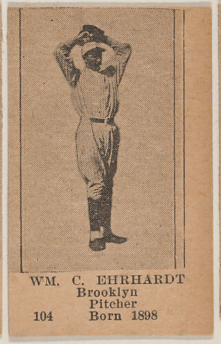 Wm. C. Ehrhardt, Brooklyn Pitcher, Baseball photos strip cards -- Brooklyn Dodgers (W504)