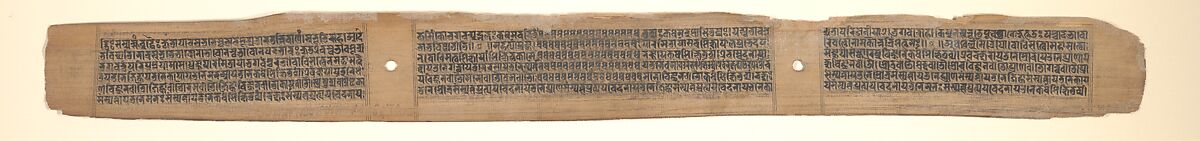 Buddha Enthroned in a Shrine, Leaf from a dispersed Pancavimsatisahasrika Prajnaparamita Manuscript, Opaque watercolor on palm leaf, India (Bengal) or Bangladesh