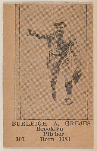 Burleigh A. Grimes, Brooklyn Pitcher, Baseball photos strip cards -- Brooklyn Dodgers (W504)