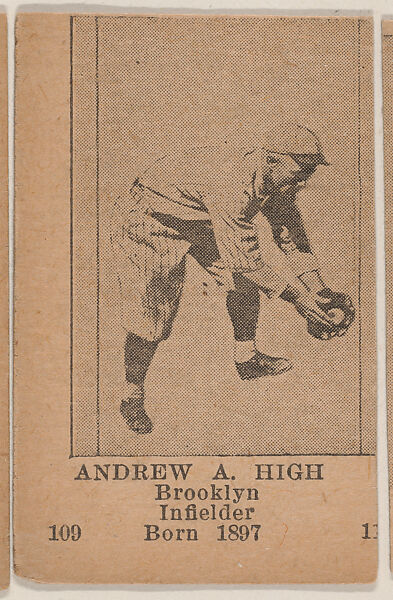 Andrew A. High, Brooklyn Infielder, Baseball photos strip cards -- Brooklyn Dodgers (W504), Universal Toy &amp; Novelty Manufacturing Company, Commercial photolithograph 