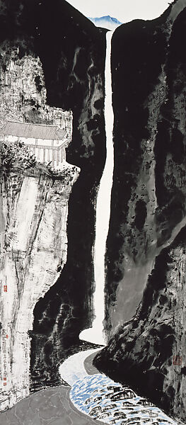 Nine Dragon Falls on Diamond Mountains, Park Dae-sung (artist name: Sosan) (Korean, born 1945), Ink and color on paper, Korea 