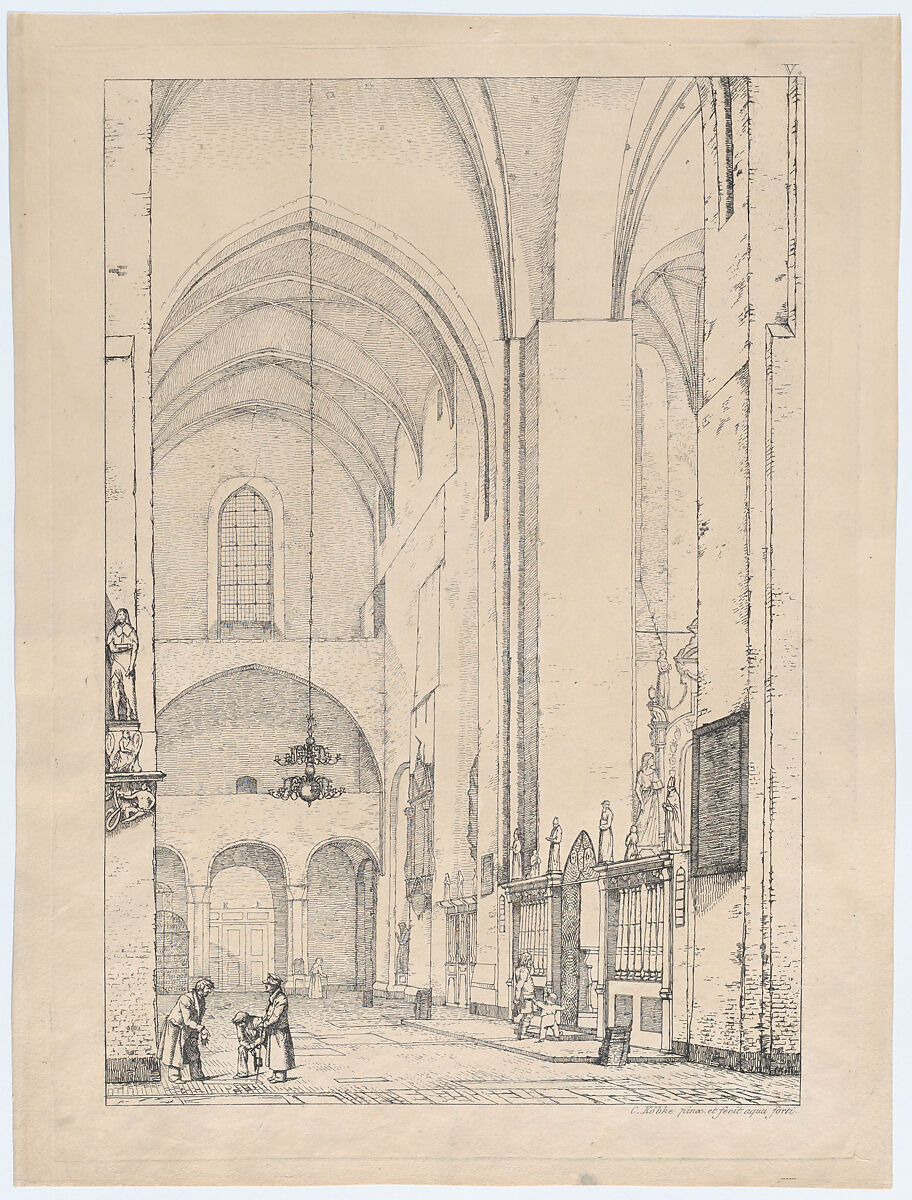 Transept of Aarhus Cathedral, Christen Købke (Danish, Copenhagen 1810–1848 Copenhagen), Etching 