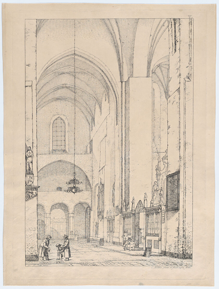 Transept of Aarhus Cathedral, Christen Købke  Danish, Etching