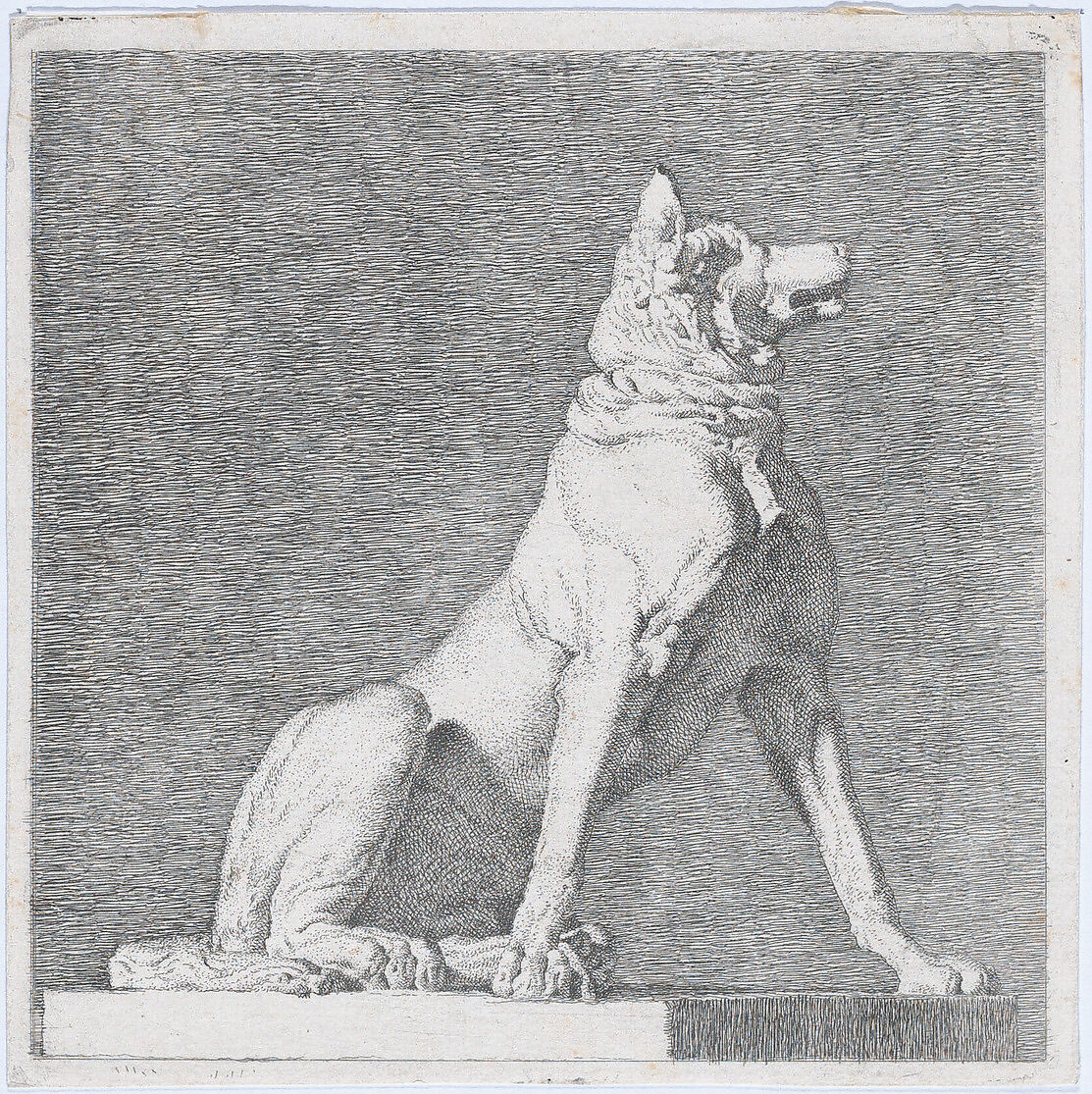 Seated Dog, after an antique sculpture, Christen Købke (Danish, Copenhagen 1810–1848 Copenhagen), Etching 
