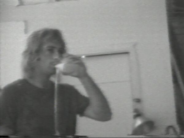 Falling Milk, William Wegman (American, born 1943), Single-channel digital video, transferred from Sony CV 1/2-inch video tape, black-and-white, sound, 27 sec. 