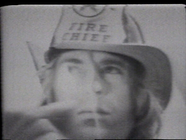 Firechief, William Wegman (American, born 1943), Single-channel digital video, transferred from Sony CV 1/2-inch video tape, black-and-white, sound, 24 sec. 