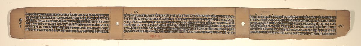 Folio from a Buddhist Manuscript of Pancavimsatisahasrika Prajnaparamita, Opaque watercolor on palm leaf, India (Bengal) or Bangladesh