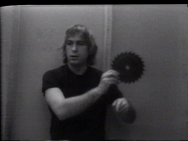 Saw Movies, William Wegman (American, born 1943), Single-channel digital video, transferred from Sony AV 3600 1/2-inch video tape, black-and-white, sound, 1 min., 25 sec. 