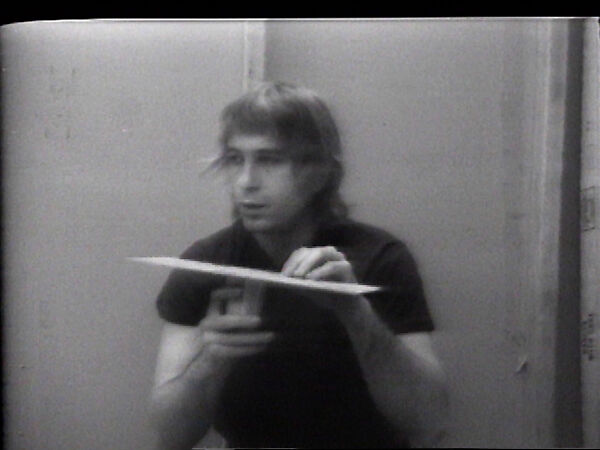 Cocktail Waiter, William Wegman (American, born 1943), Single-channel digital video, transferred from Sony AV 3600 1/2-inch video tape, black-and-white, sound, 41 sec. 