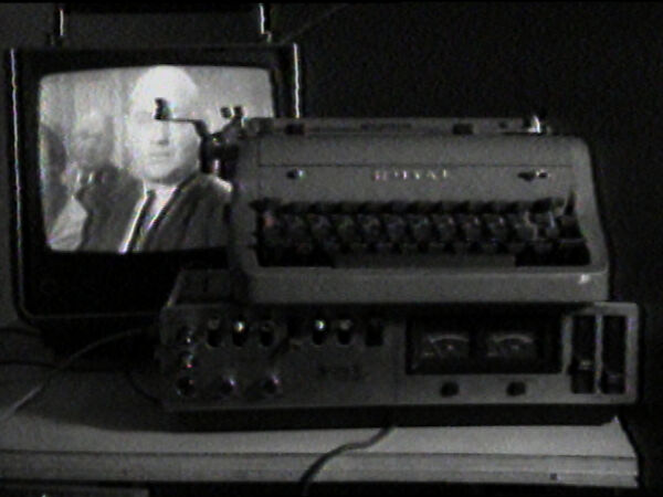 Audio Tape and Video Tape, William Wegman (American, born 1943), Single-channel digital video, transferred from Panasonic 1/2-inch video tape, black-and-white, sound, 2 min., 6 sec. 