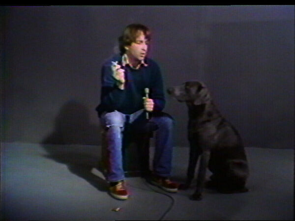 Smoking, William Wegman (American, born 1943), Single-channel digital video, transferred from 3/4-inch U-matic video tape, color, sound, 1 min., 47 sec. 