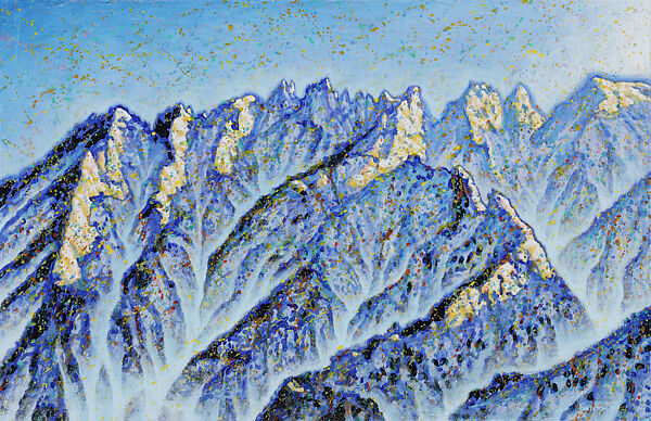 The Light at Cheonhwadae Peaks, from the series Twelve Scenes of Mount Geumgang, Shin Jangsik (Korean, born 1959), Acrylic on canvas and Korean paper, Korea 