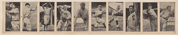 Uncut Baseball strip cards (W572), Commercial photolithograph 