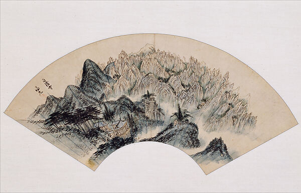 Jeongyang Temple, Jeong Seon (artist name: Gyeomjae) (Korean, 1676–1759), Fan, now mounted as a hanging scroll; ink and light color on paper, Korea 