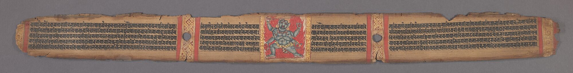 The Wrathful Protector Mahakala in a Six-Armed Form: Folio from a Manuscript of the Ashtasahasrika Prajnaparamita (Perfection of Wisdom)