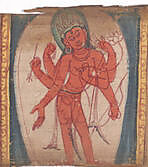 Bodhisattva Amoghapasa, Leaf from a dispersed Ashtasahasrika Prajnaparamita (Perfection of Wisdom) Manuscript, Ink and color on palm leaf, India, Bihar or West Bengal 