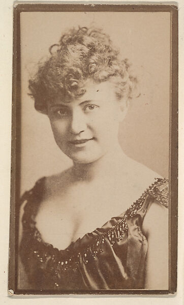 [Actress in dark sleeveless dress], from the Actors and Actresses series (N150b) issued by Duke Sons & Co. to promote Duke Cigarettes, Issued by W. Duke, Sons &amp; Co. (New York and Durham, N.C.), Albumen photograph