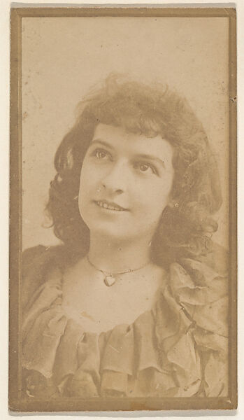[Actress with ruffled blouse and heart locket], from the Actors and Actresses series (N150b) issued by Duke Sons & Co. to promote Duke Cigarettes, Issued by W. Duke, Sons &amp; Co. (New York and Durham, N.C.), Albumen photograph 