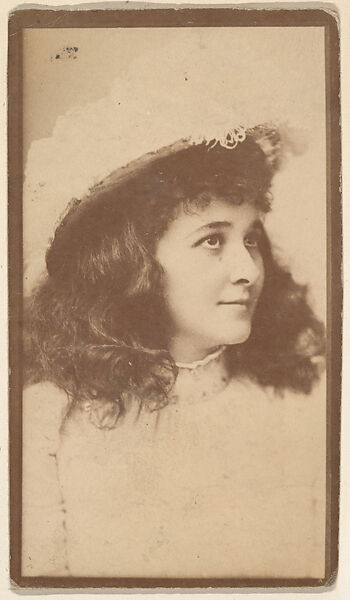 [Actress with dark hair and hat], from the Actors and Actresses series (N150b) issued by Duke Sons & Co. to promote Duke Cigarettes, Issued by W. Duke, Sons &amp; Co. (New York and Durham, N.C.), Albumen photograph 