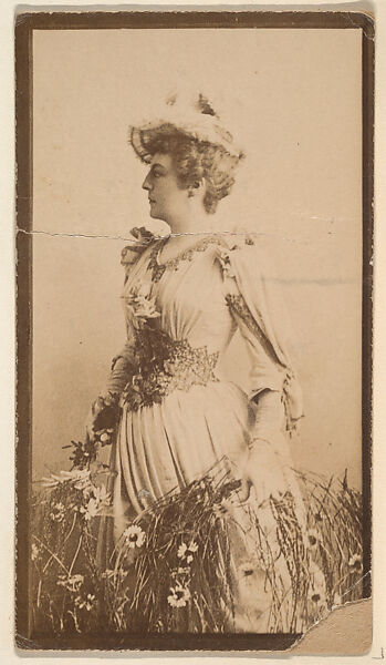 [Actress with flowers on skirt], from the Actors and Actresses series (N150b) issued by Duke Sons & Co. to promote Duke Cigarettes, Issued by W. Duke, Sons &amp; Co. (New York and Durham, N.C.), Albumen photograph 