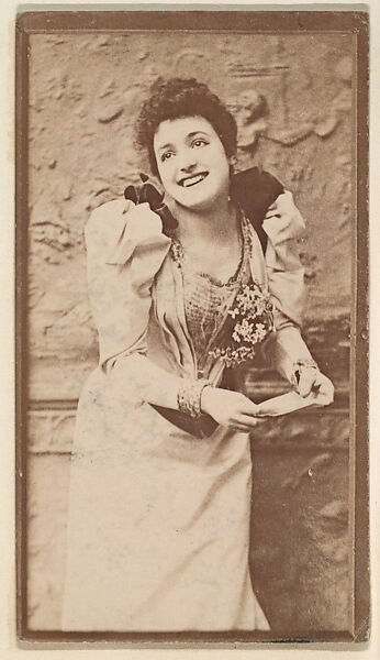 [Actress against background], from the Actors and Actresses series (N150b) issued by Duke Sons & Co. to promote Duke Cigarettes, Issued by W. Duke, Sons &amp; Co. (New York and Durham, N.C.), Albumen photograph