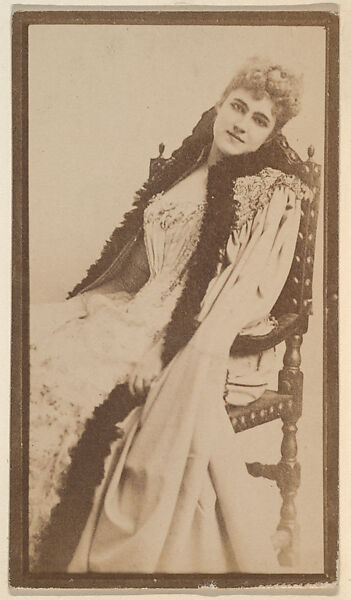 [Actress reclining on chair], from the Actors and Actresses series (N150b) issued by Duke Sons & Co. to promote Duke Cigarettes, Issued by W. Duke, Sons &amp; Co. (New York and Durham, N.C.), Albumen photograph 