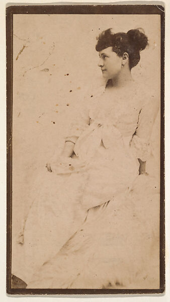[Actress in white dress, seated], from the Actors and Actresses series (N150b) issued by Duke Sons & Co. to promote Duke Cigarettes, Issued by W. Duke, Sons &amp; Co. (New York and Durham, N.C.), Albumen photograph 