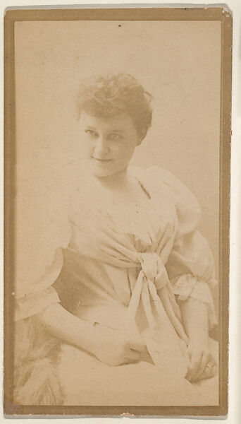 [Actress in white dress with sash], from the Actors and Actresses series (N150b) issued by Duke Sons & Co. to promote Duke Cigarettes, Issued by W. Duke, Sons &amp; Co. (New York and Durham, N.C.), Albumen photograph 