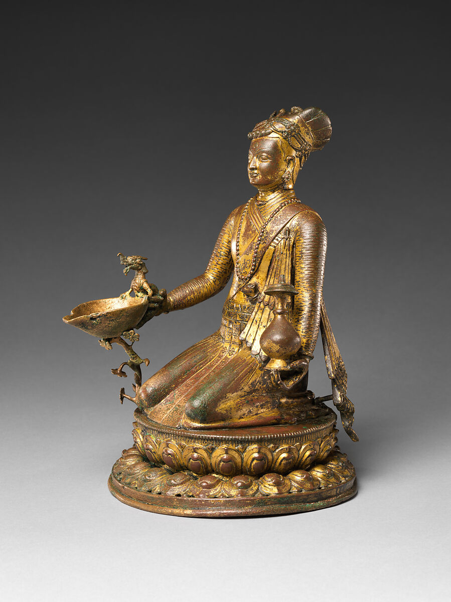 Lamp Bearer, Presumed Portrait of a Nobleman, Gilt-copper alloy, Nepal