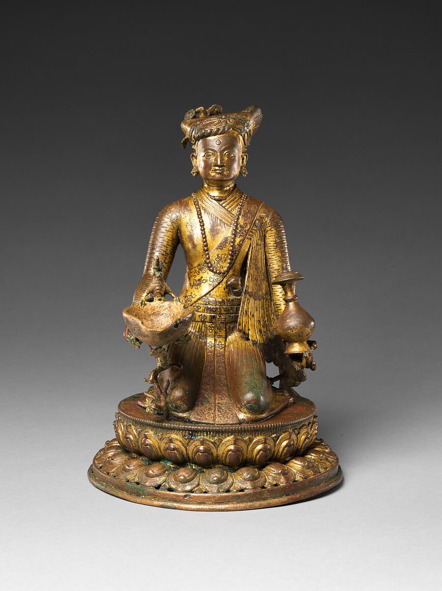 Lamp Bearer, Presumed Portrait of a Nobleman, Gilt-copper alloy, Nepal 