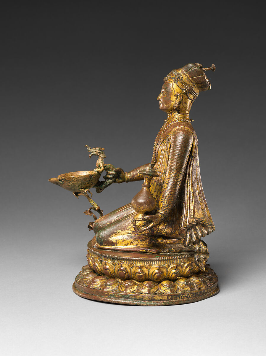Lamp Bearer, Presumed Portrait of a Nobleman, Gilt-copper alloy, Nepal