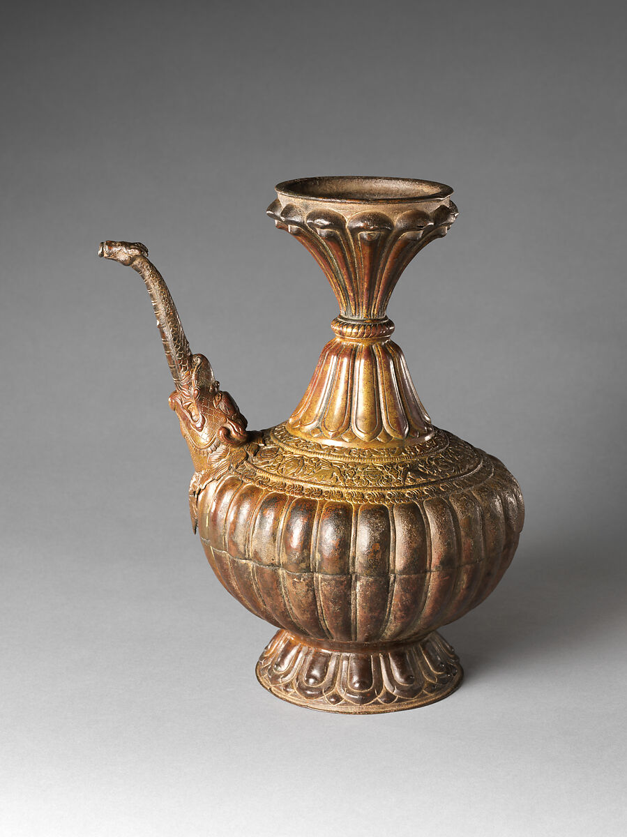 Ritual Ewer with Makara Spout, Brass, Nepal, Bhaktapur 