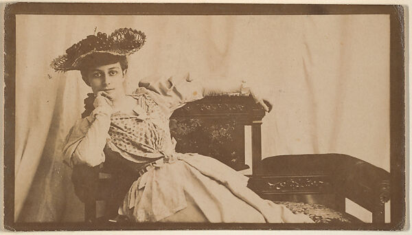[Actress reclining with head on hand], from the Actors and Actresses series (N150b) issued by Duke Sons & Co. to promote Duke Cigarettes, Issued by W. Duke, Sons &amp; Co. (New York and Durham, N.C.), Albumen photograph 