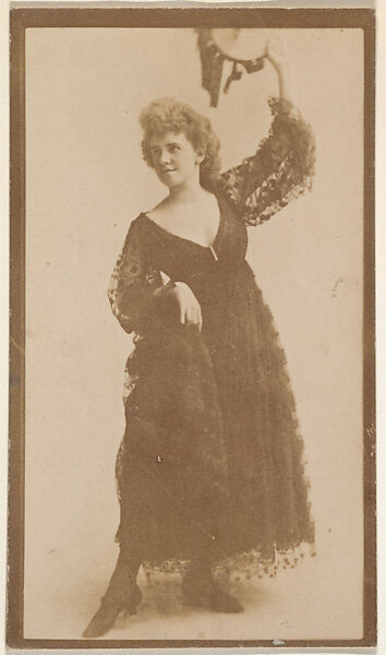 [Actress in dance pose with lace dress and arm raised], from the Actors and Actresses series (N150b) issued by Duke Sons & Co. to promote Duke Cigarettes, Issued by W. Duke, Sons &amp; Co. (New York and Durham, N.C.), Albumen photograph 