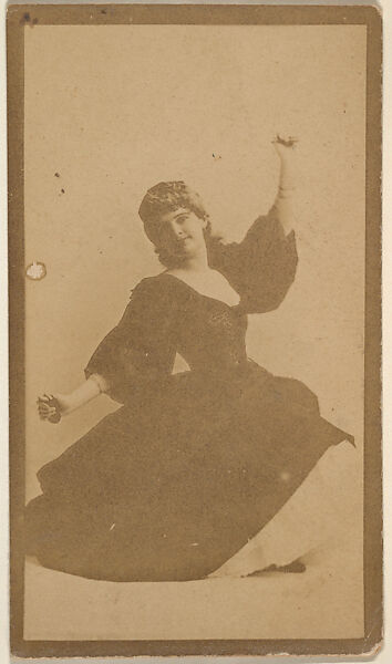 [Actress in dance pose with arm raised], from the Actors and Actresses series (N150b) issued by Duke Sons & Co. to promote Duke Cigarettes, Issued by W. Duke, Sons &amp; Co. (New York and Durham, N.C.), Albumen photograph 
