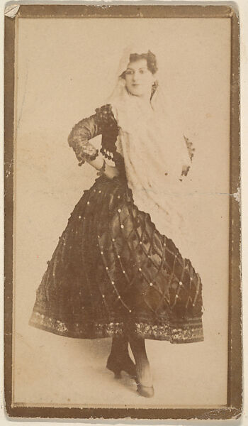 [Actress in dance pose with head scarf], from the Actors and Actresses series (N150b) issued by Duke Sons & Co. to promote Duke Cigarettes, Issued by W. Duke, Sons &amp; Co. (New York and Durham, N.C.), Albumen photograph 