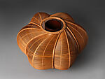 Flower Basket (Hanakago) in the Shape of a Blossoming Flower, Maeda Chikubōsai II (Japanese, 1917–2003), Timber bamboo and rattan, Japan