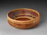 Offering or Fruit Tray (Morikago) with Intersecting Circles Design, Shōno Shōunsai (Japanese, 1904–1970), Smoked timber bamboo and rattan, Japan