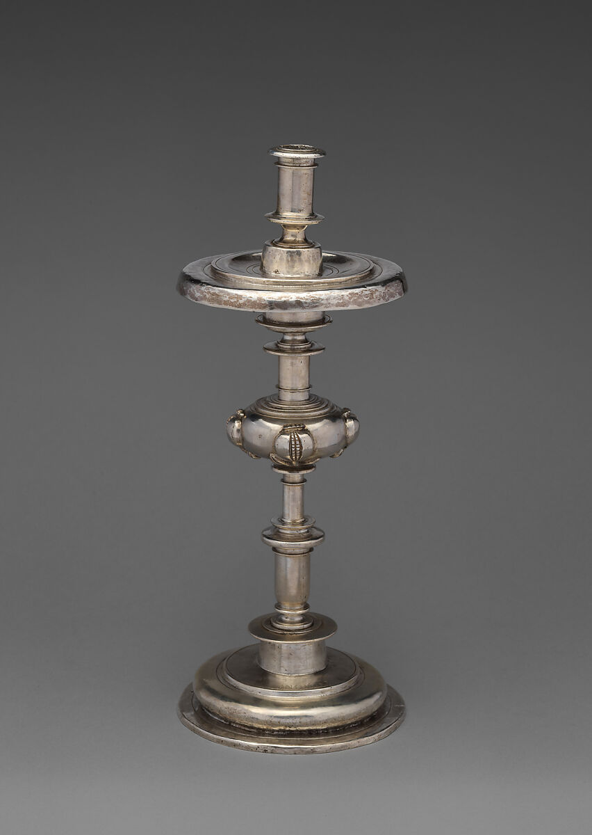 Set of four candlesticks, Silver, chased, engraved, Peruvian