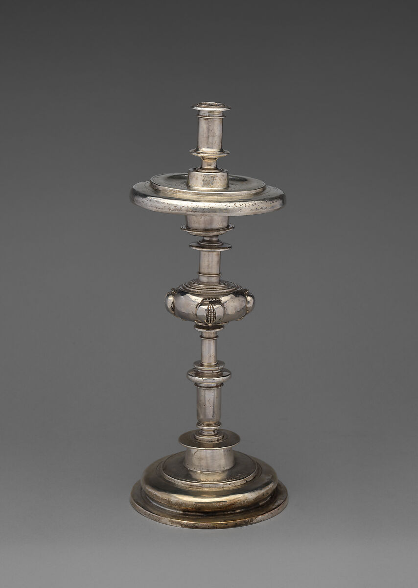 Set of four candlesticks, Silver, chased, engraved, Peruvian