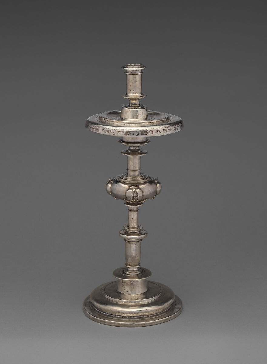 Set of four candlesticks, Silver, chased, engraved, Peruvian