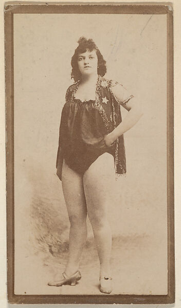 [Actress with left hand on hip], from the Actors and Actresses series (N150b) issued by Duke Sons & Co. to promote Duke Cigarettes, Issued by W. Duke, Sons &amp; Co. (New York and Durham, N.C.), Albumen photograph 