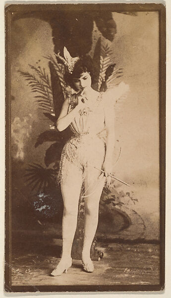 [Actress in costume with finger to mouth], from the Actors and Actresses series (N150b) issued by Duke Sons & Co. to promote Duke Cigarettes, Issued by W. Duke, Sons &amp; Co. (New York and Durham, N.C.), Albumen photograph 