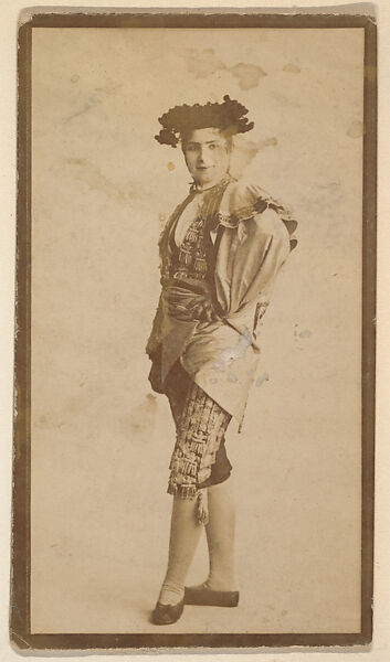 [Actress as toreador], from the Actors and Actresses series (N150b) issued by Duke Sons & Co. to promote Duke Cigarettes, Issued by W. Duke, Sons &amp; Co. (New York and Durham, N.C.), Albumen photograph 