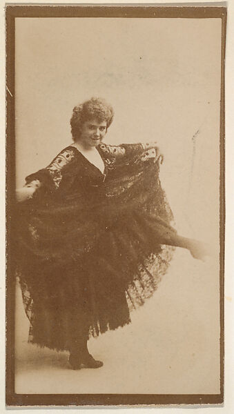 [Actress in dance pose with leg raised], from the Actors and Actresses series (N150b) issued by Duke Sons & Co. to promote Duke Cigarettes, Issued by W. Duke, Sons &amp; Co. (New York and Durham, N.C.), Albumen photograph 