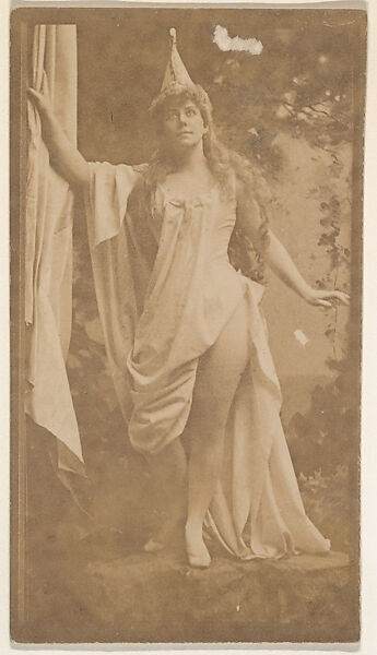 [Actress in costume with arm on curtain], from the Actors and Actresses series (N150b) issued by Duke Sons & Co. to promote Duke Cigarettes, Issued by W. Duke, Sons &amp; Co. (New York and Durham, N.C.), Albumen photograph 